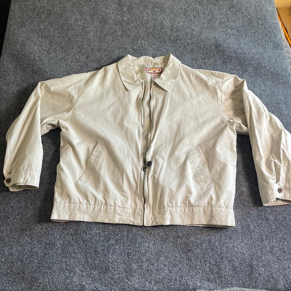 Caribbean Joe Mens XXL Cream Tan Full Zip Harrington Jacket Lightweight Collared